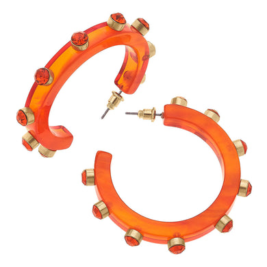 Renee Rhinestone Hoops | Orange