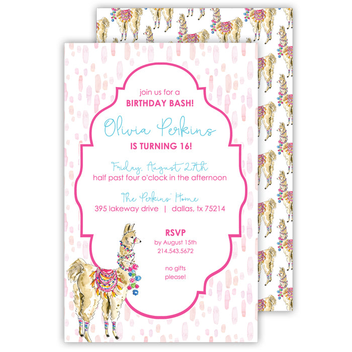 Dressed Up Llama Invitation