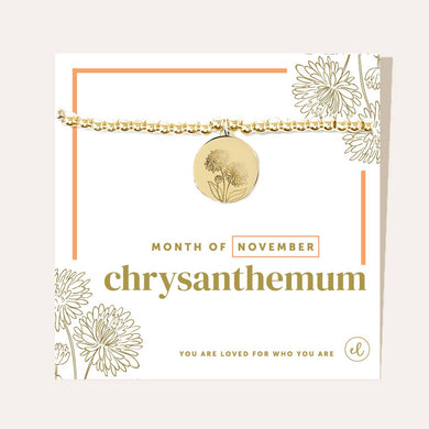 Gold Birth Flower Charm Bracelet | Chrysanthemum/November