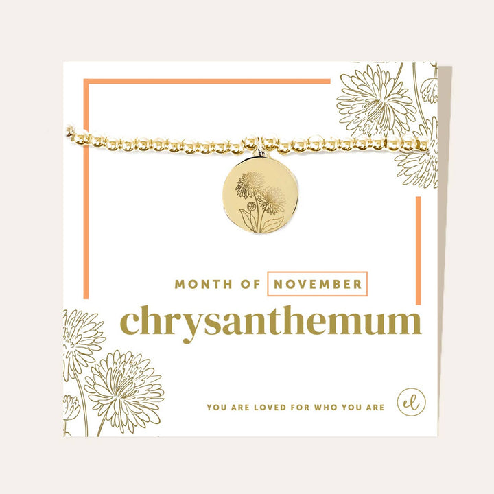 Gold Birth Flower Charm Bracelet | Chrysanthemum/November