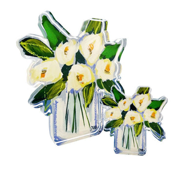 White Floral Acrylic Block | Large