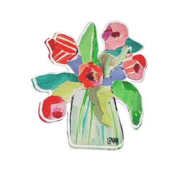 Red Stripe Tulips Acrylic Block
