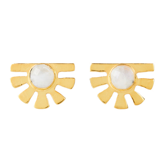Moonstone Modern Sunburst Studs