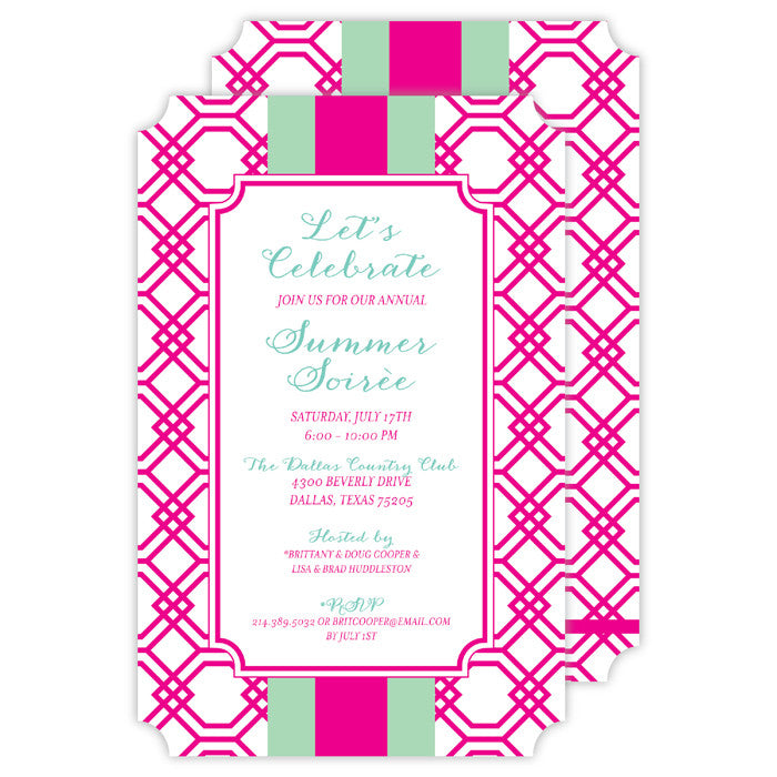 Geometric Hot Pink/Seafoam Invitation