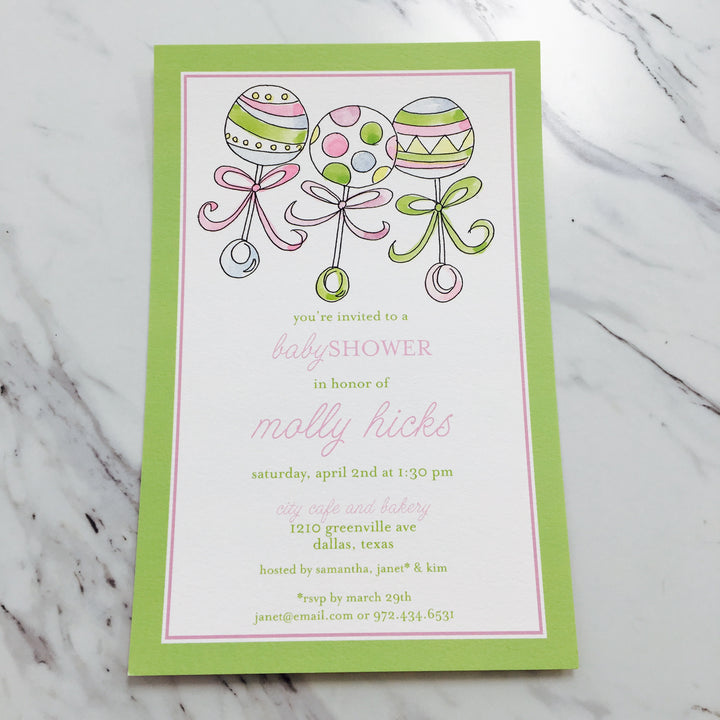 Three Rattles Invitation