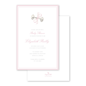 Rattle and Bow Invitation | Pink