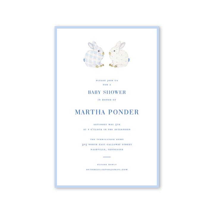 Porcelain Bunnies Invitations | Blue