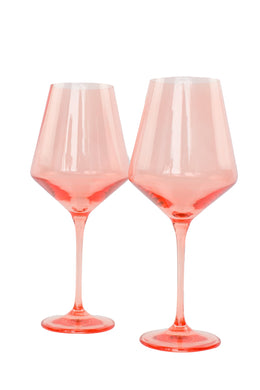 Estelle Colored Stemware | Coral Peach Pink (Set of 2)