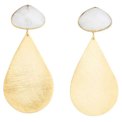 Moonstone Large Gold Teardrop Earrings
