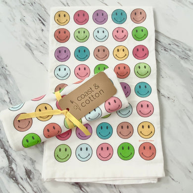 Flour Sack Hand Towel | Smiley Faces