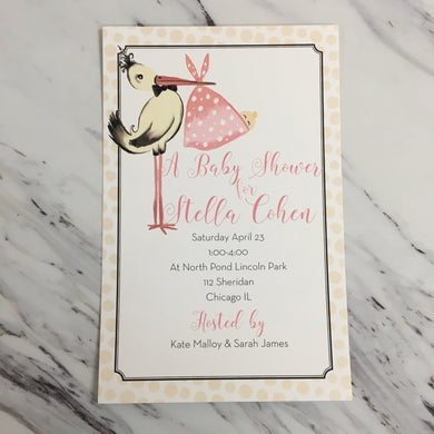 Pink Stork Invitation