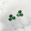 Emerald Three Gemstone Stud Earrings