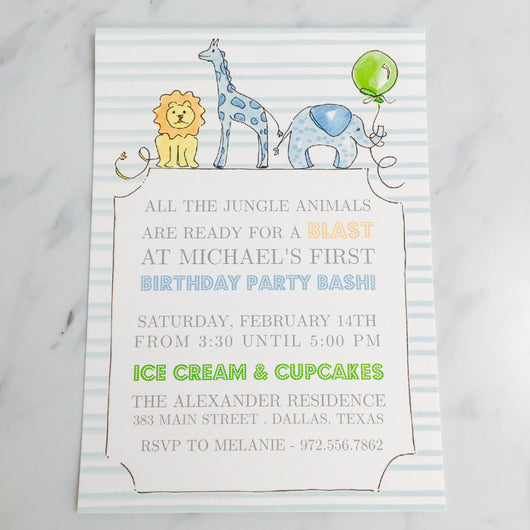 Nursery Animals Blue Invitation