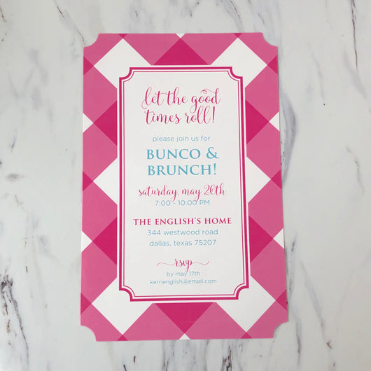 Buffalo Check Invitation | Hot Pink