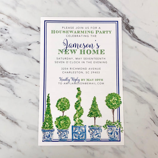 Handpainted Topiary Mix Invitation