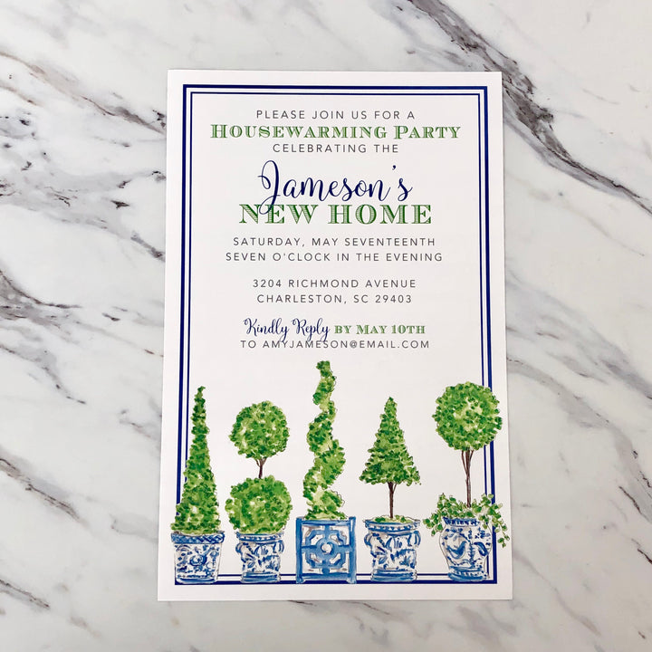 Handpainted Topiary Mix Invitation