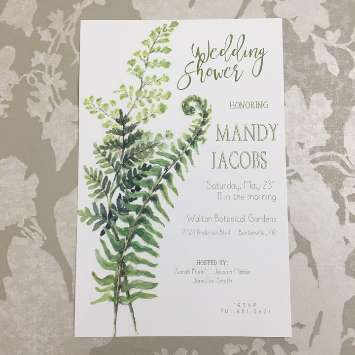 Maiden Hair & Fiddlehead Invitation
