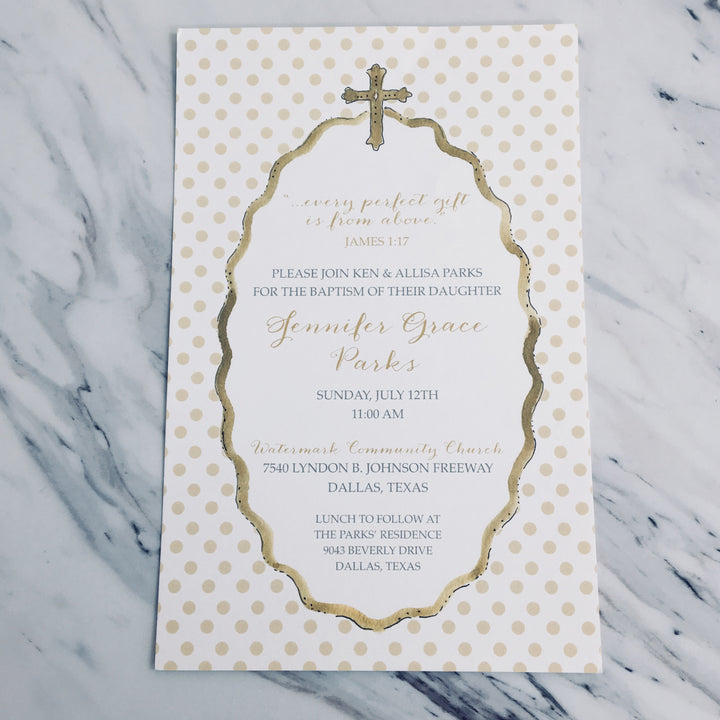Gold Dot Cross Invitation