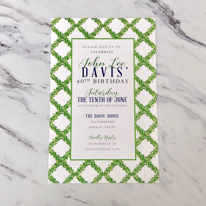 Boxwood Lattice Invitation