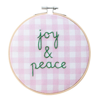 Joy and Peace Gingham Embroidery Kit